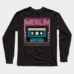 Personalized Merlin Name Vintage Styles Camping 70s 80s 90s Long Sleeve T-Shirt